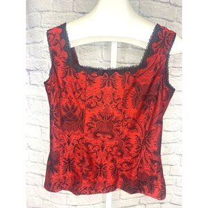 Coldwater Creek Tapestry Jacquard Bustier Tank Top Ladies Size Large Red Black